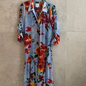 Misa Los Angeles Floral Dress - Blue and Red